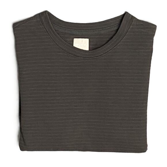 RVCA Men's Small VAcancy Crew Neck Long Sleeve T-Shirt Brown Stripe NEW - Picture 1 of 11